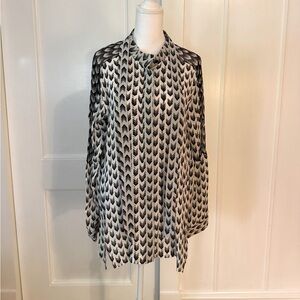 NWT Rag & Bone Gayatri Black and White Patterned blouse with bow